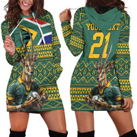 Custom South Africa Rugby Bokke Mascot Hoodie Dress With Flag Style - Wonder Print Shop