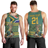 Custom South Africa Rugby Bokke Mascot Men Tank Top With Flag Style - Wonder Print Shop