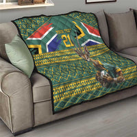 Custom South Africa Rugby Bokke Mascot Quilt With Flag Style - Wonder Print Shop