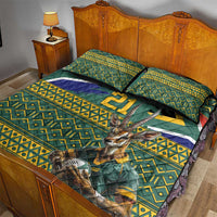 Custom South Africa Rugby Bokke Mascot Quilt Bed Set With Flag Style - Wonder Print Shop