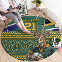 Custom South Africa Rugby Bokke Mascot Round Carpet With Flag Style