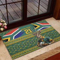 Custom South Africa Rugby Bokke Mascot Rubber Doormat With Flag Style - Wonder Print Shop