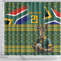 Custom South Africa Rugby Bokke Mascot Shower Curtain With Flag Style