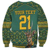 Custom South Africa Rugby Bokke Mascot Sweatshirt With Flag Style - Wonder Print Shop