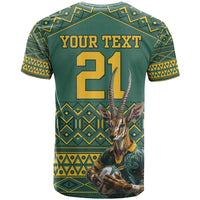 Custom South Africa Rugby Bokke Mascot T Shirt With Flag Style - Wonder Print Shop