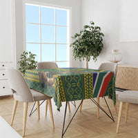 Custom South Africa Rugby Bokke Mascot Tablecloth With Flag Style - Wonder Print Shop