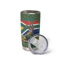 Custom South Africa Rugby Bokke Mascot Tumbler Cup With Flag Style - Wonder Print Shop