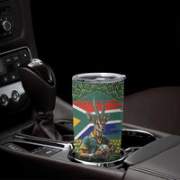 Custom South Africa Rugby Bokke Mascot Tumbler Cup With Flag Style - Wonder Print Shop
