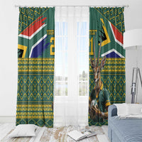 Custom South Africa Rugby Bokke Mascot Window Curtain With Flag Style - Wonder Print Shop