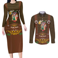 Frank & Stein Oktoberfest Couples Matching Long Sleeve Bodycon Dress and Long Sleeve Button Shirt Beer Festival German Bavarian - Wonder Print Shop