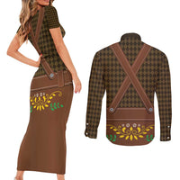 Frank & Stein Oktoberfest Couples Matching Short Sleeve Bodycon Dress and Long Sleeve Button Shirt Beer Festival German Bavarian - Wonder Print Shop