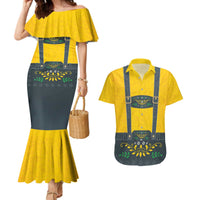 Lederhosen Oktoberfest Couples Matching Mermaid Dress and Hawaiian Shirt Bavarian Beer Time - Wonder Print Shop