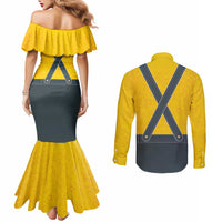 Lederhosen Oktoberfest Couples Matching Mermaid Dress and Long Sleeve Button Shirt Bavarian Beer Time - Wonder Print Shop