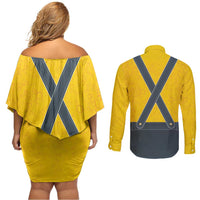 Lederhosen Oktoberfest Couples Matching Off Shoulder Short Dress and Long Sleeve Button Shirt Bavarian Beer Time - Wonder Print Shop