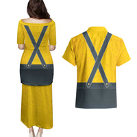 Lederhosen Oktoberfest Couples Matching Puletasi and Hawaiian Shirt Bavarian Beer Time - Wonder Print Shop