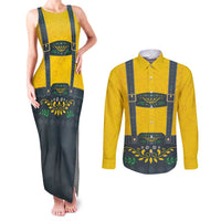 Lederhosen Oktoberfest Couples Matching Tank Maxi Dress and Long Sleeve Button Shirt Bavarian Beer Time - Wonder Print Shop