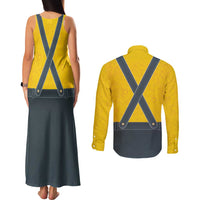 Lederhosen Oktoberfest Couples Matching Tank Maxi Dress and Long Sleeve Button Shirt Bavarian Beer Time - Wonder Print Shop