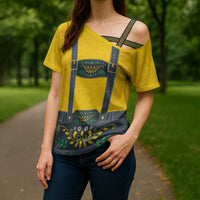 Lederhosen Oktoberfest Cross Shoulder Shirt Bavarian Beer Time - Wonder Print Shop