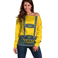 Lederhosen Oktoberfest Off Shoulder Sweater Bavarian Beer Time - Wonder Print Shop