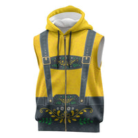 Lederhosen Oktoberfest Sleeveless Zip Hoodie Bavarian Beer Time - Wonder Print Shop