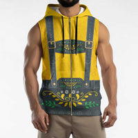 Lederhosen Oktoberfest Sleeveless Zip Hoodie Bavarian Beer Time - Wonder Print Shop