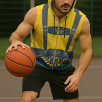 Lederhosen Oktoberfest Sleeveless Zip Hoodie Bavarian Beer Time - Wonder Print Shop