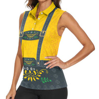 Lederhosen Oktoberfest Women Sleeveless Polo Shirt Bavarian Beer Time - Wonder Print Shop