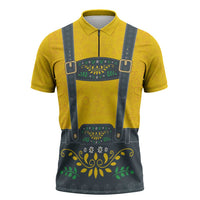 Lederhosen Oktoberfest Zipper Polo Shirt Bavarian Beer Time - Wonder Print Shop