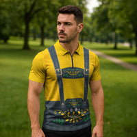 Lederhosen Oktoberfest Zipper Polo Shirt Bavarian Beer Time - Wonder Print Shop