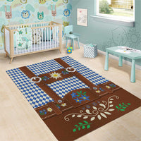 Lederhosen Oktoberfest Area Rug Blue Edelweiss Floral Polka Dots - Wonder Print Shop