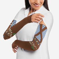 Lederhosen Oktoberfest Arm Sleeves Blue Edelweiss Floral Polka Dots - Wonder Print Shop