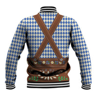Lederhosen Oktoberfest Baseball Jacket Blue Edelweiss Floral Polka Dots - Wonder Print Shop