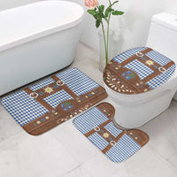 Lederhosen Oktoberfest Bathroom Set Blue Edelweiss Floral Polka Dots - Wonder Print Shop