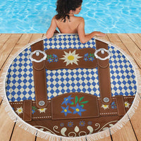 Lederhosen Oktoberfest Beach Blanket Blue Edelweiss Floral Polka Dots - Wonder Print Shop