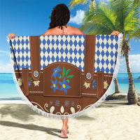 Lederhosen Oktoberfest Beach Blanket Blue Edelweiss Floral Polka Dots - Wonder Print Shop