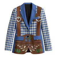 Lederhosen Oktoberfest Blazer Blue Edelweiss Floral Polka Dots - Wonder Print Shop