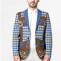 Lederhosen Oktoberfest Blazer Blue Edelweiss Floral Polka Dots - Wonder Print Shop
