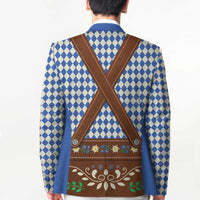 Lederhosen Oktoberfest Blazer Blue Edelweiss Floral Polka Dots - Wonder Print Shop
