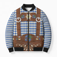 Lederhosen Oktoberfest Bomber Puffer Jacket Blue Edelweiss Floral Polka Dots - Wonder Print Shop