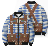 Lederhosen Oktoberfest Bomber Puffer Jacket Blue Edelweiss Floral Polka Dots - Wonder Print Shop