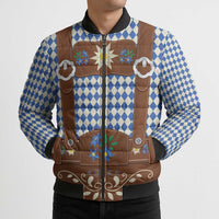 Lederhosen Oktoberfest Bomber Puffer Jacket Blue Edelweiss Floral Polka Dots - Wonder Print Shop