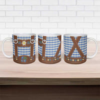 Lederhosen Oktoberfest Ceramic Mug Blue Edelweiss Floral Polka Dots - Wonder Print Shop