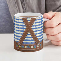 Lederhosen Oktoberfest Ceramic Mug Blue Edelweiss Floral Polka Dots - Wonder Print Shop