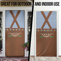 Lederhosen Oktoberfest Door Cover Blue Edelweiss Floral Polka Dots - Wonder Print Shop