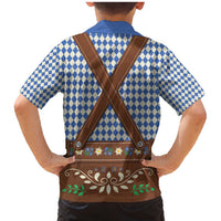 Lederhosen Oktoberfest Family Matching Mermaid Dress and Hawaiian Shirt Blue Edelweiss Floral Polka Dots - Wonder Print Shop