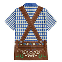 Lederhosen Oktoberfest Family Matching Mermaid Dress and Hawaiian Shirt Blue Edelweiss Floral Polka Dots - Wonder Print Shop