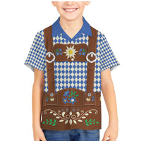 Lederhosen Oktoberfest Family Matching Mermaid Dress and Hawaiian Shirt Blue Edelweiss Floral Polka Dots - Wonder Print Shop