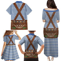 Lederhosen Oktoberfest Family Matching Puletasi and Hawaiian Shirt Blue Edelweiss Floral Polka Dots - Wonder Print Shop