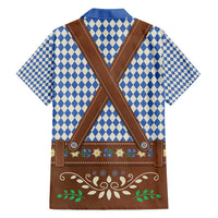 Lederhosen Oktoberfest Family Matching Short Sleeve Bodycon Dress and Hawaiian Shirt Blue Edelweiss Floral Polka Dots - Wonder Print Shop