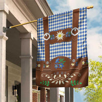 Lederhosen Oktoberfest Garden Flag Blue Edelweiss Floral Polka Dots - Wonder Print Shop